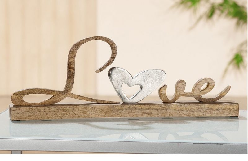 Wooden Lettering “Love” Silver on base 41 cm