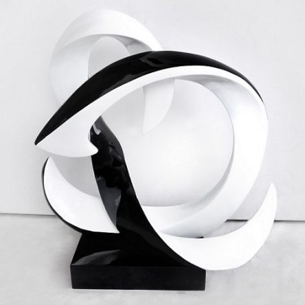 Decorative Standing Sculpture Black and White Abstract Design