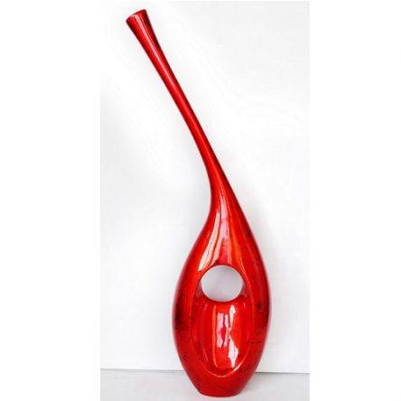 Decorative Standing Sculpture Red Leaning Vase