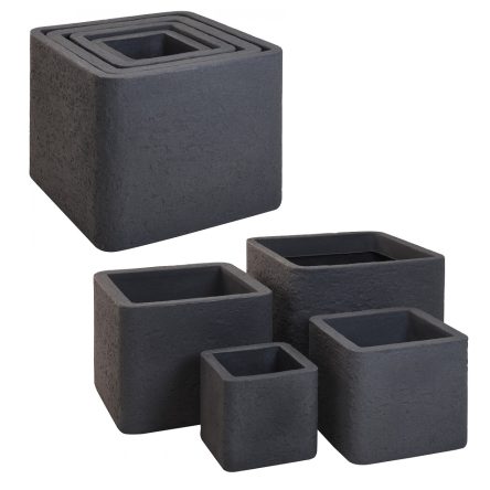 Flower Pot Cube 59 cm Double wall Anthracite XL size