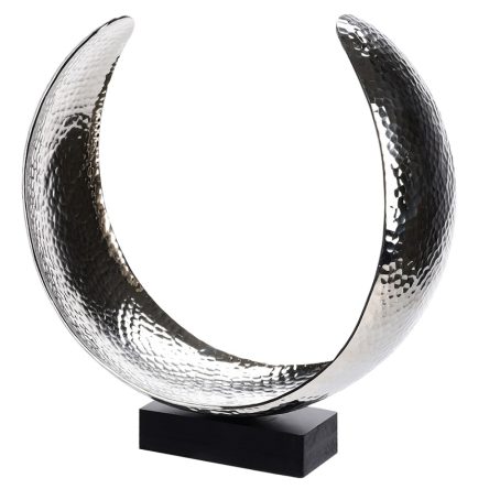 Aluminium Decorative Sculpture “C-shape” on Wooden Base 33 cm