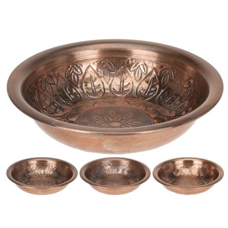 Carved Aluminium Bowl Copper Finish 17 cm